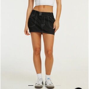 Motel Rocks Dipta Mini Skirt In Black With White Stitch - Size Medium - Reemoly